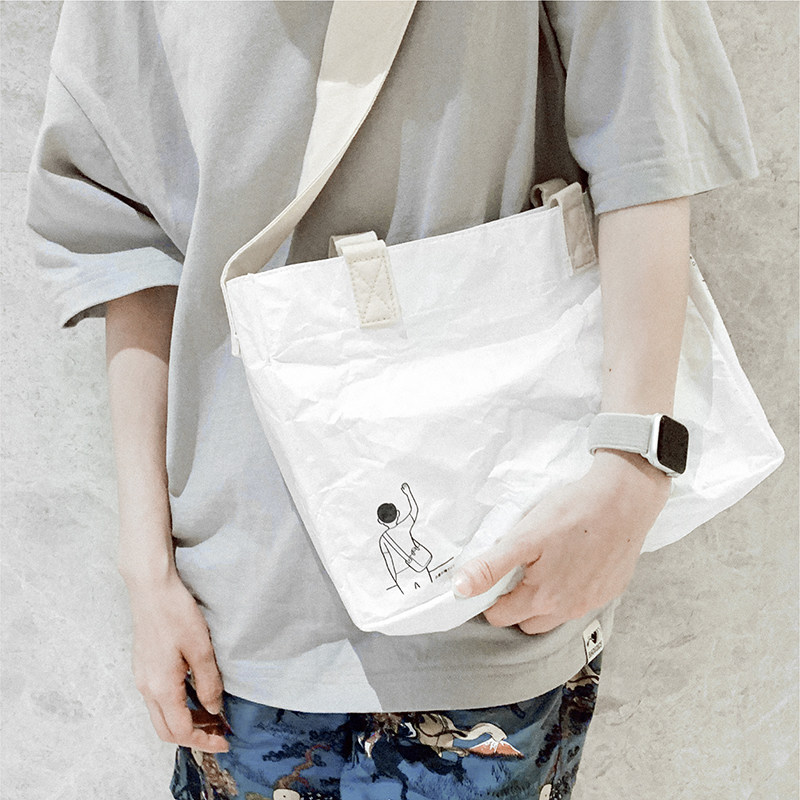 Custom Logo Waterproof Washable Kraft Tyvek Bag, Handheld Shoulder Crossbody Eco Bag - Thumbnail 5