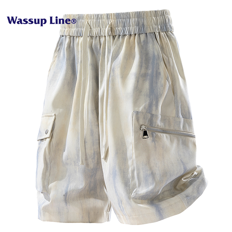 Wassup Line Trendy Brand Men's Shorts, Workwear Shorts for Men, Summer Thin Style, Cool and Loose Beach Shorts for Men