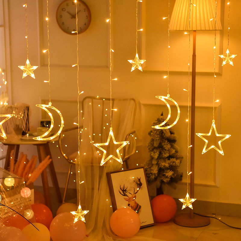 Small Cherry Net Red Stars Led Colorful lights Full Star Night Light Christmas Bedroom Room Room Decorations Placement