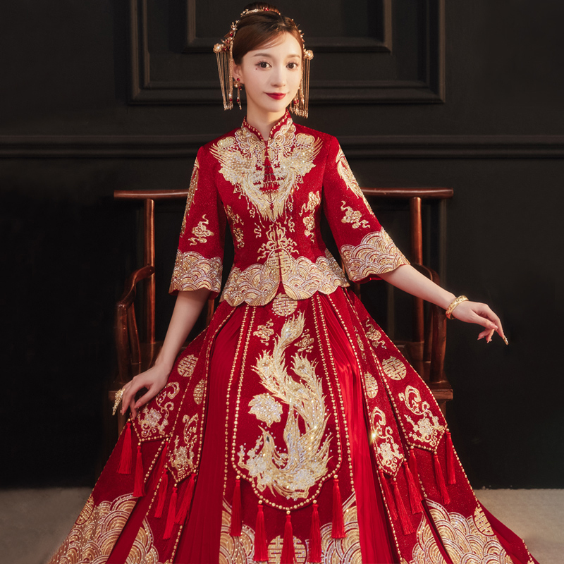 Xiuhe-Style Wedding Dress 2026 New Model Bride Wedding Chinese-Style Wedding Petite High-End Plus-Size Wedding Gown Summer Women