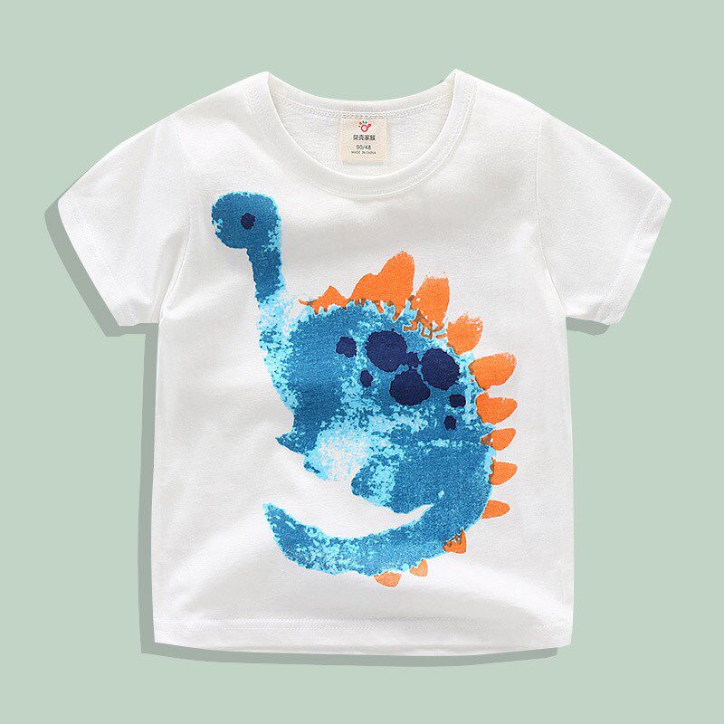 Poly Baby Short Sleeve T-shirt 2021 Summer Dress Boy Girl Child Clothing Children Cartoon Round Collar Blouse tx-8203