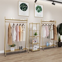 Clothing store display rack gold drying rack display shelf floor-standing combination hanger with wheels can be moved