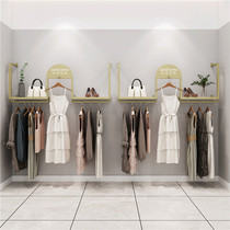Clothing store hanger display rack on the wall side-mounted womens clothing childrens clothing shelf wall-mounted clothes hanger with plate with LOGO