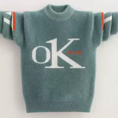 Mink velvet sweater boys autumn and winter coat children's sweater men plus velvet padded medium-sized children sweater men's sweater