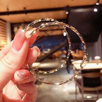 Japan-ROK personality hyperbolic large circle ear ring 925 silver needle earrings female fashion 100 Lapped Temperament Net Red Earrings