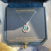 Moon necklace light luxury niche design sense 2021 new female sterling silver pendant Starry Sky choker gift