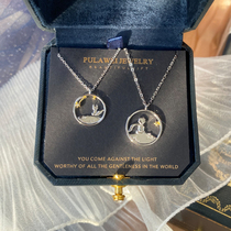 Little Prince Couple Necklace Female Sterling Silver A light luxury niche design sense Valentines Day birthday gift to male girlfriend