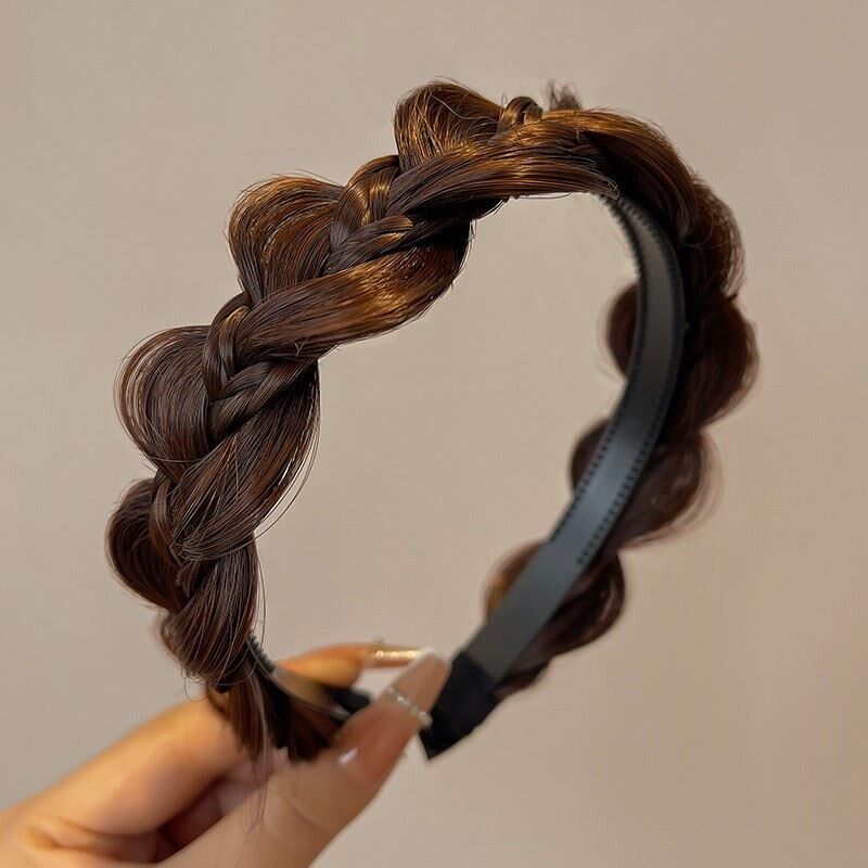 Hair hoop wig all-in-one twist braided hair ring 2022 new fishbone braid age-reducing headband summer headwear