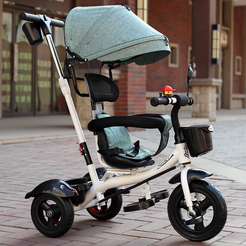Trolley Children's outdoor tricycle bicycle with rear bucket 3 to 6 years old Pedal Simple rideable pushable baby car