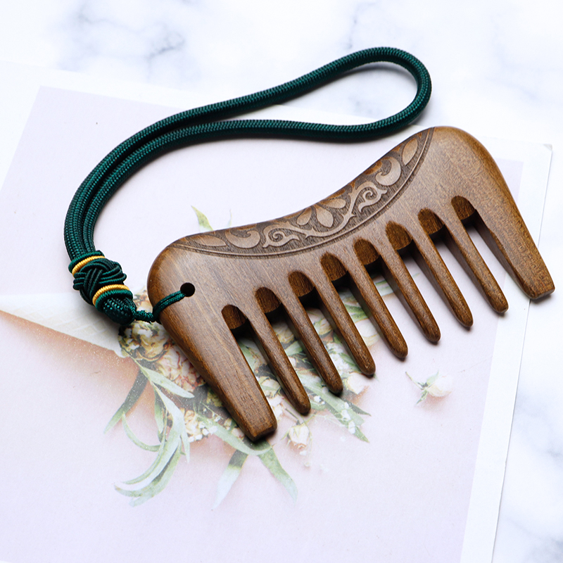 Comb Women's Net Red Curly Hair Small Wood Comb Massage Natural Cute Girl Hearts Big Teeth Comb Carry-on wide