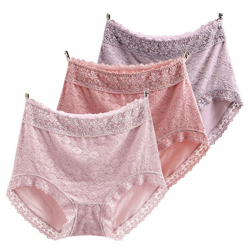 Large size underpants female high waist lifting hip and groin sexy lace fat mm plus fattening up Modale 200 catty shorts summer