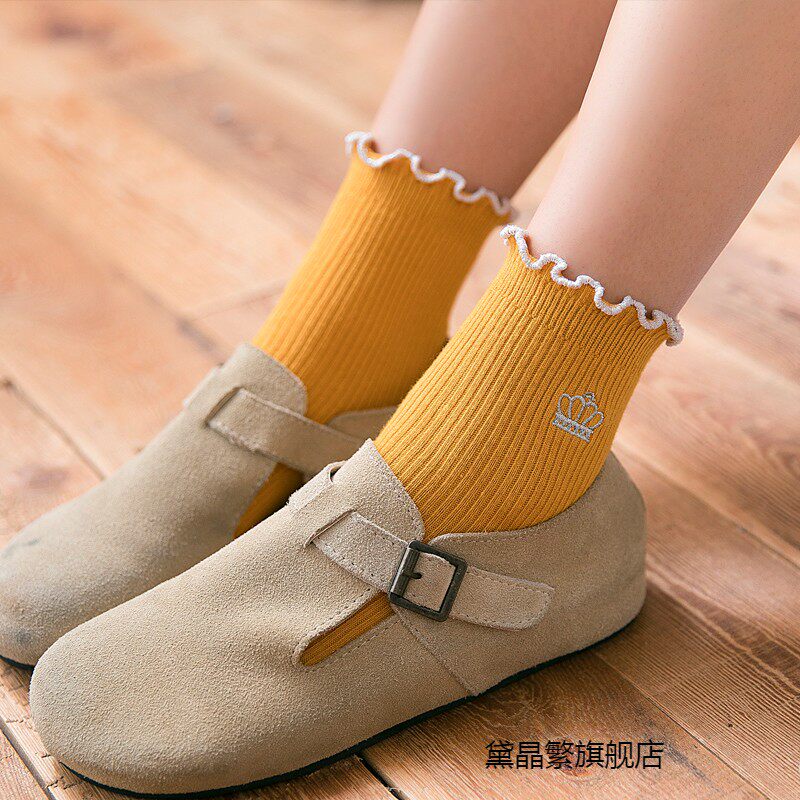 Sun-series cute lace socks Songkou Pregnant Women Socks Female Midbarrel Socks Pure Cotton Moon Socks Autumn Postnatal Month