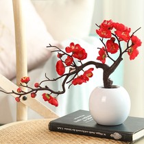 Flowers on both sides of the TV bonsai 2021 New Year simulation flower decoration living room high-end lyndhurst fake flower with vase