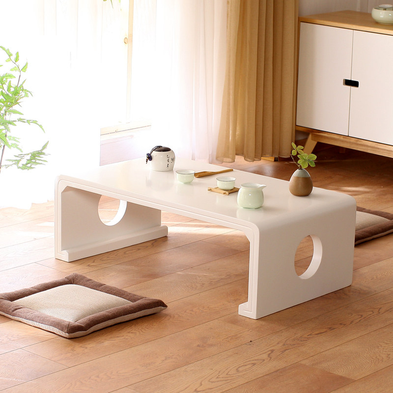 Simple modern bay window table solid wood tatami coffee table low table white bay window desk balcony wooden Kang table home