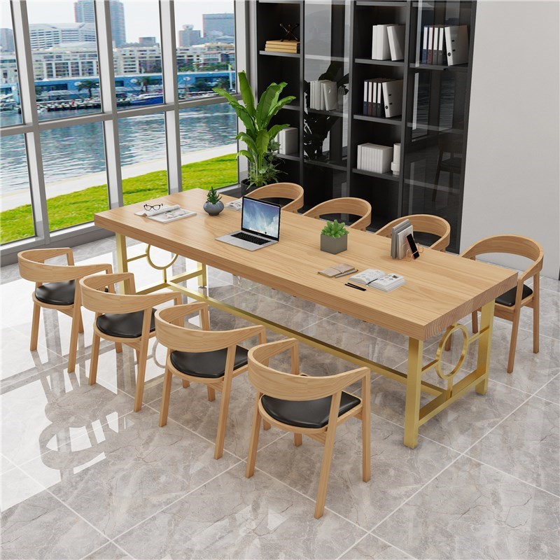 Nordic Solid Wood Conference Table Minimalist Modern Strip Table Light Extravagant Training Desk Long Table Industrial Wind Table And Chairs Combination