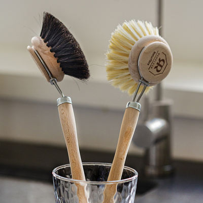 German imported REDECKER solid wood long-handled pot washing brush, kitchen dish cleaning plant fiber brush, replaceable