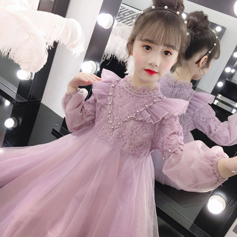 Girls dress 2021 new autumn and winter dress 3 little girl net red long sleeve princess dress foreign children's yarn skirt 6