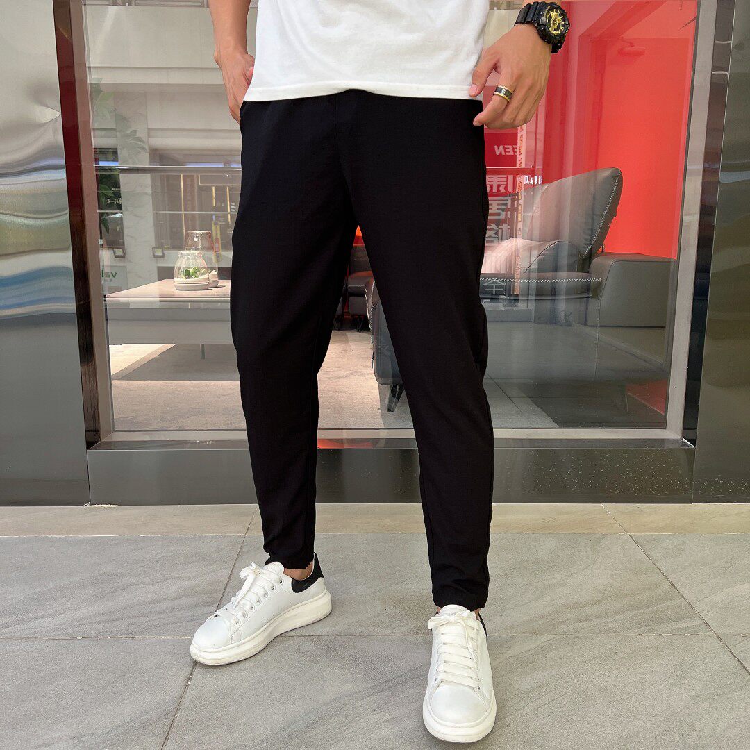 MaiMackay Tide Card Shop Summer Men's Ice Silk Linen Casual Pants Men's Pants Breathable Sports 100 Hitch Pants Leg Pants
