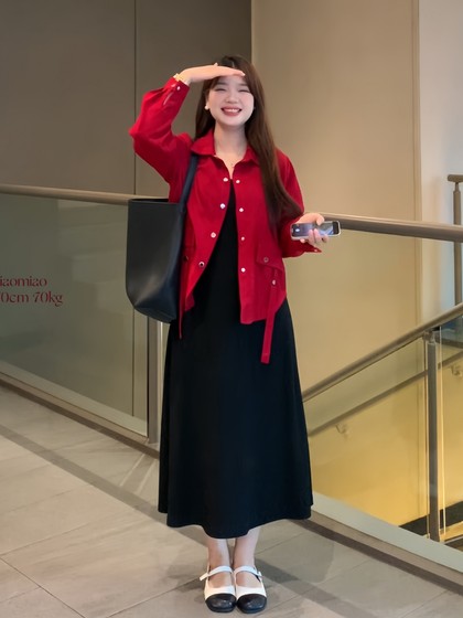 微胖的喵喵 梨形mm春季遮肉显瘦气质百搭衬衫连衣裙大码女装套装