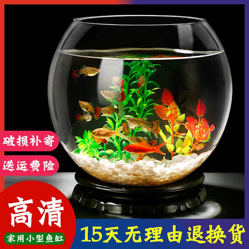 Fish tank Ordinary glass flat thickened tempered office small fish tank Small goldfish tank Living room household desktop