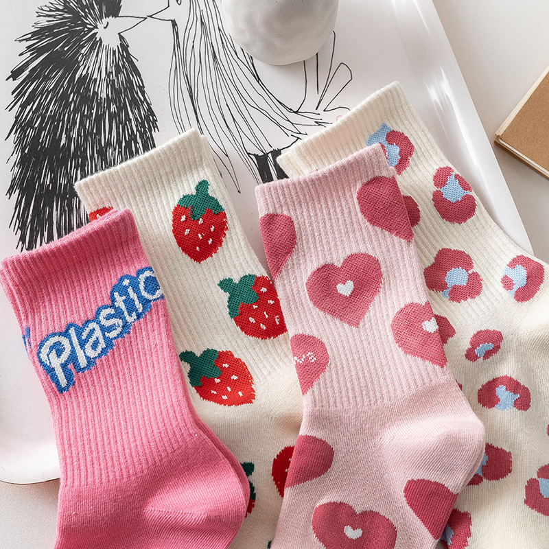 Women's Casual Color Block Cotton Jacquard Crew Socks A Pair display picture 2