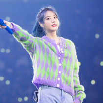 French MAJE iu Li knows the same kind of diamond Gama fur sweater Lazy Wind Knit Cardiovert Coat