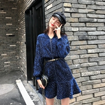 French maje20 autumn-winter small sub-velvet dress with cashew-back temperament retro fish tail skirt children