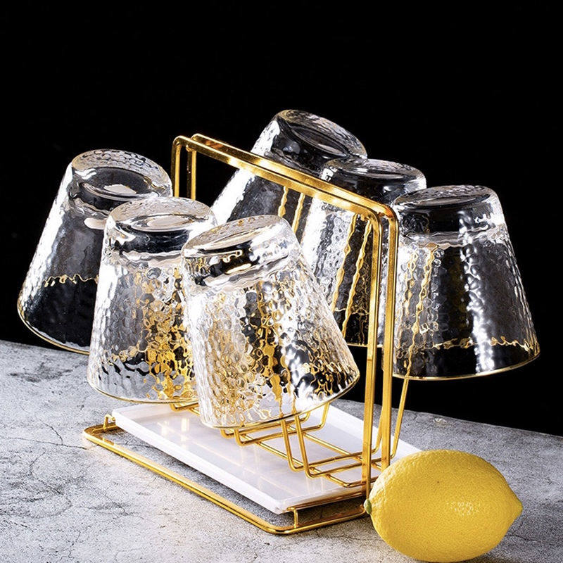 Drain Glass Cup Rack Frame Home Shelving Creativity Shelf Creative Shelf Suit Water Glass Hanging Tray Cups Laying room for storage