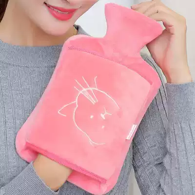 Rubber water injection hot water bag explosion proof flushing water water bag warm Palace cartoon cute removable plush cover hand warmer