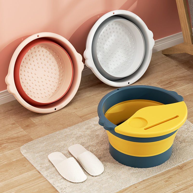 Tub foot bucket Home Massage space calf foot basin Basin Over Save Washable Fold Over Knee High Bubble Plastic