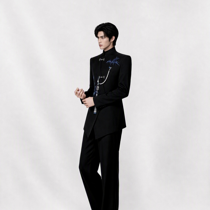 Dw【Mozhu Xianpei】Wide-Shouldered, Narrow-Waisted Suit with a Stylish Design, Fitted and Slimming, Suitable for Group Performances, Men's
