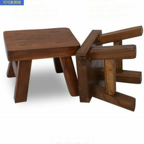 Reinforced wood stool small bench old-fashioned single pedal childrens red wooden board waterproof bathroom strong square stool