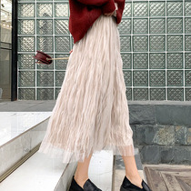 Spring Summer Dress Pregnant Woman Half Body Dress Fashion Ultra Fairy Net Yarn Skirt Ocean Gas Net Red Tides 100 Plexo Belly Dress 2021 New