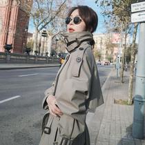 The wind coat woman with a long section 2021 Spring new Korean version relaxed Inn ethos popular small taller coat