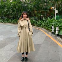 Fall winter 2020 new retro French long waist wool collar padded temperament long sleeve trench coat coat female