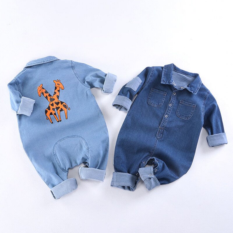 Baby denim jumpsuit baby jumpsuit spring and autumn baby clothes spring baby clothes spring baby clothes go out to climb clothes spring