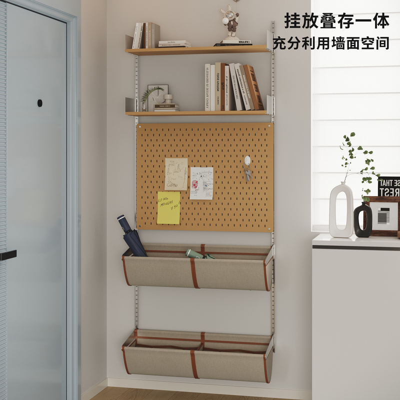 Simple Wall-Mounted Birch Wood Storage Rack, Multi-Layer Organizer, Display Rack, Entryway Multi-Layer Storage Shelf