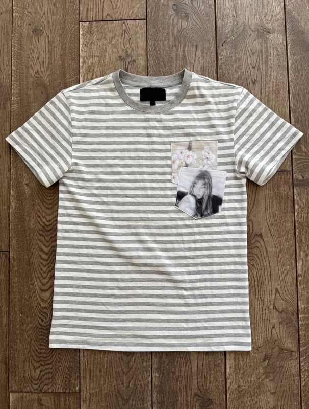 Stainless Y2K Millennium Retro Striped Print Patch Short-Sleeve Vintage Style Light Distressed Tee for Men and Women