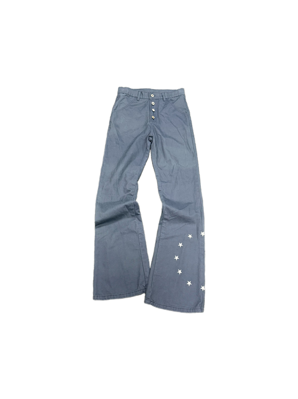 Stainless Star Eu Four-Button Skinny Stacked Washed Denim Pants Slim Fit Flared Casual Pants