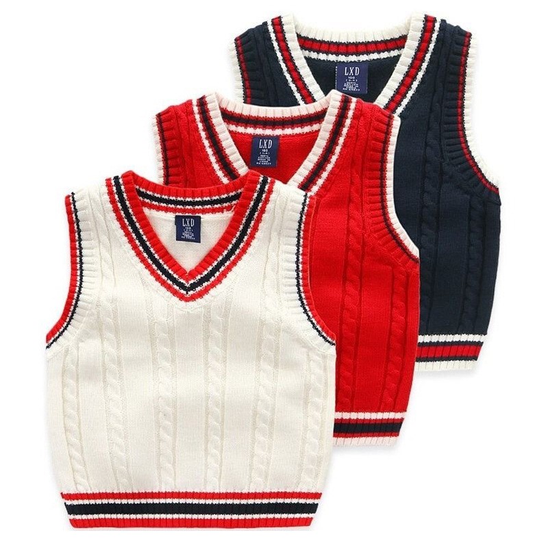 Children's Clothing, Choose Size and Color, Boys' Sweater Vest, Spring and Autumn Season, Children's Combed Cotton Sleeveless Vest, Preppy Style for Trendy Kids