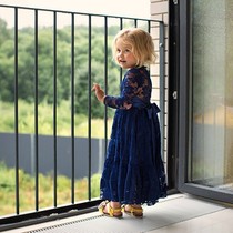 Childrens dress long flower children wedding dress girl navy blue bow princess dress dress summer