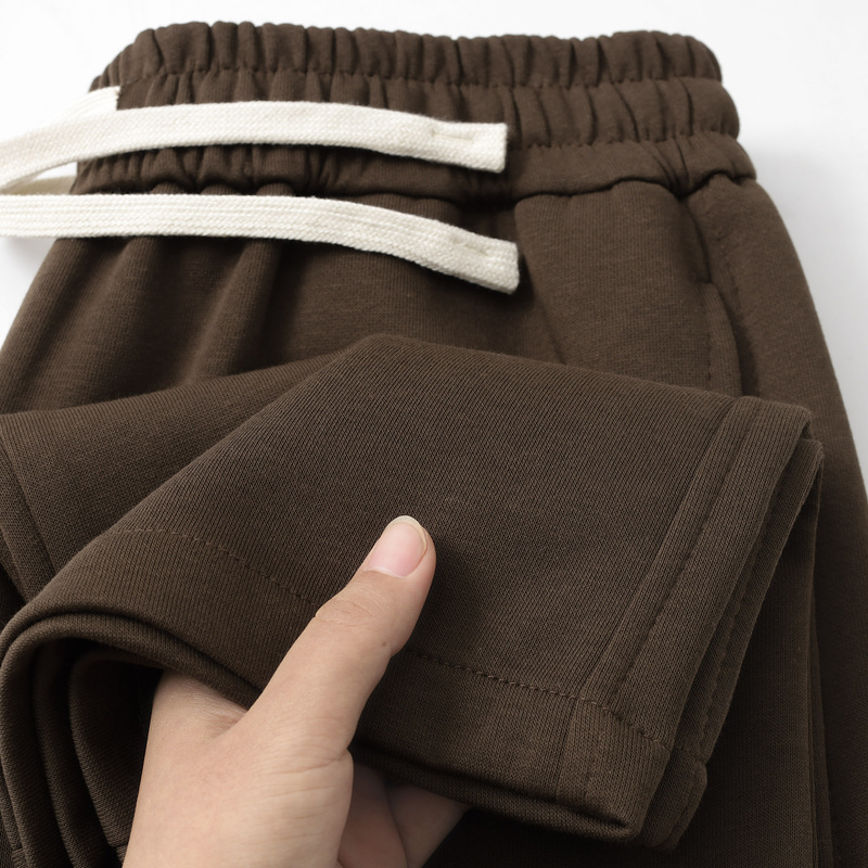Dark Coffee Color 310g Heavyweight Cotton Straight-Leg Sweatpants for Men, Loose Casual Pants, Brown Sports Pants for Women, Autumn 2025