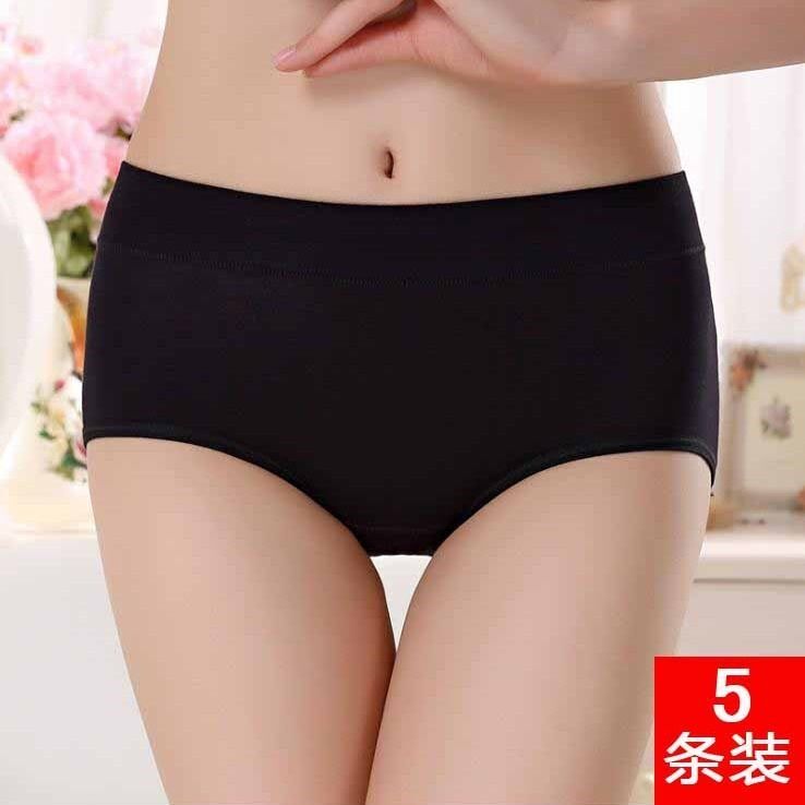 Manny Finn pure color minimalist lady's underwear ladies' pure cotton mid-waist full cotton black grey teenage girl's comfortable and breathable big