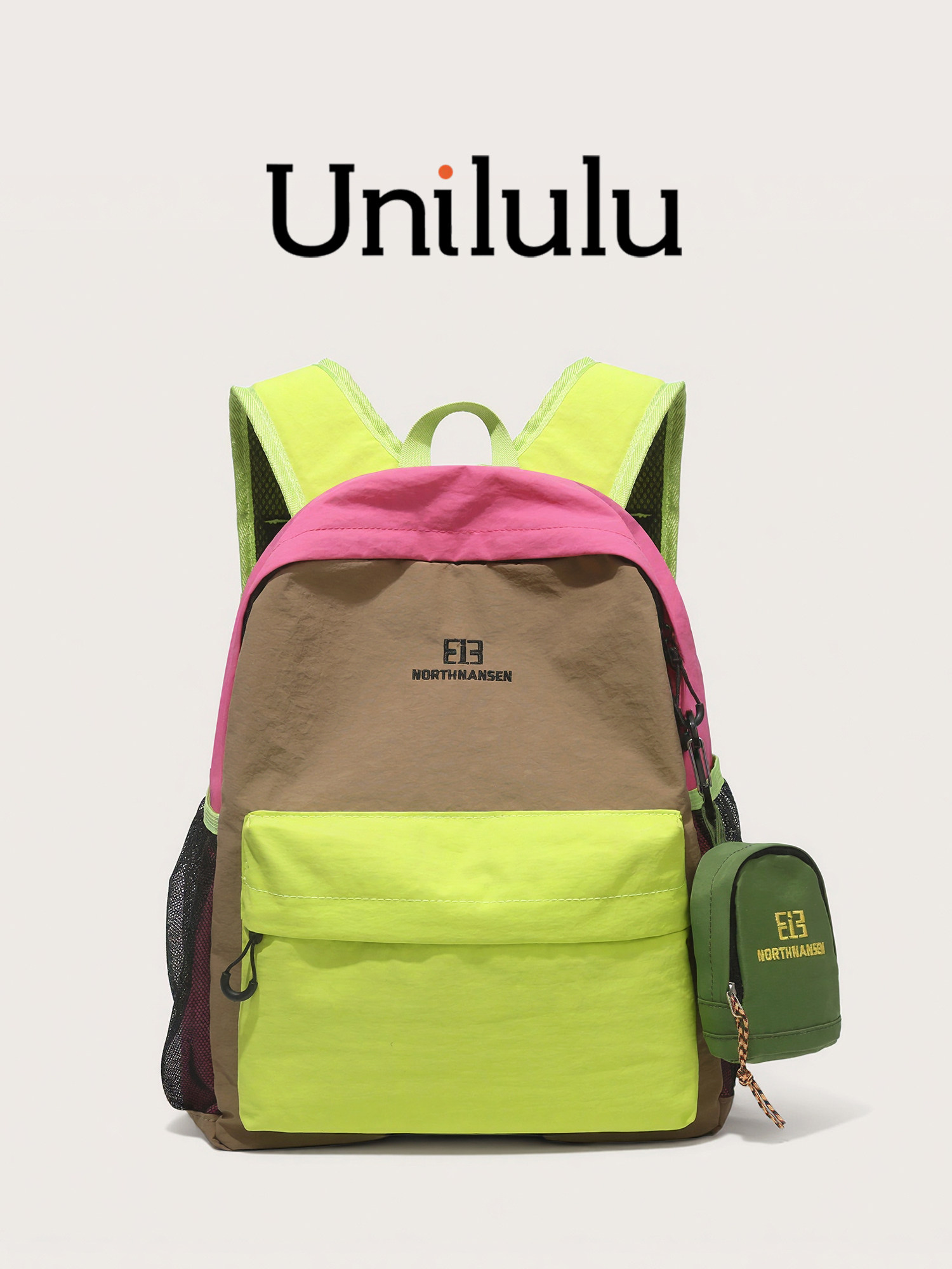 夏季新款休闲运动女包户外爬山双肩包尼龙大容量旅行拼色书包