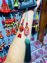 Cinnabar painted Five Emperors money good luck wish come true car pendant car hanging mobile phone hanging bag hanging multi-purpose