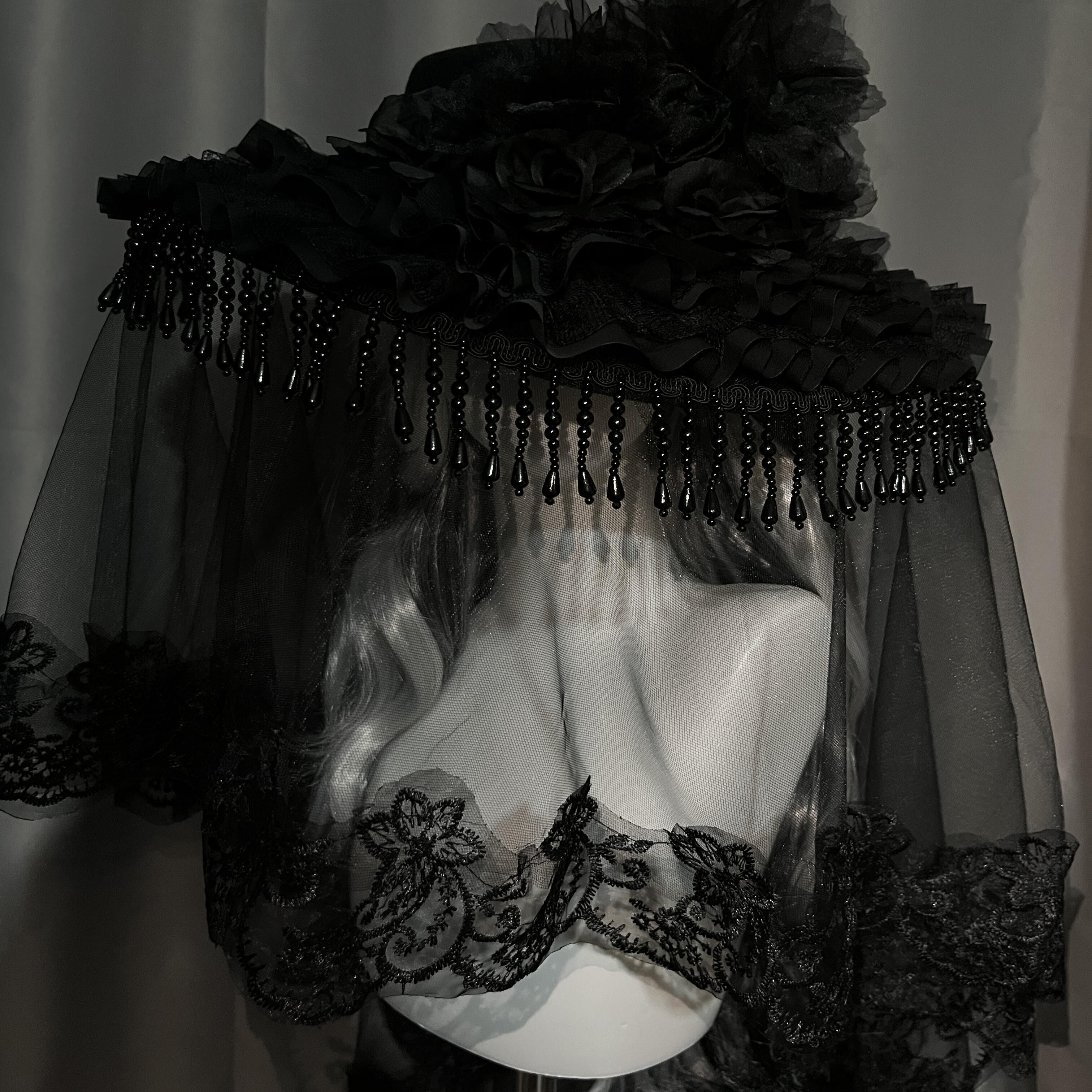 Black widow hat, handmade gothic style, Lolita hat, wide brim, available now.