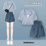 Комплект, юбка, летняя одежда, по фигуре, подходит для подростков