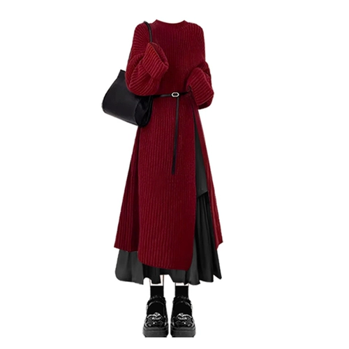 Летнее зимнее платье, комплект, свитер, длинная юбка, изысканный стиль, с акцентом на бедрах