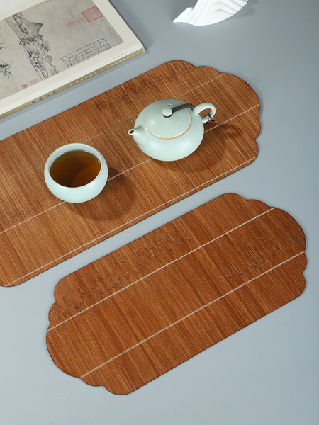 New Chinese-Style Bamboo Mat, Handmade Bamboo Weaving, Bamboo Silk Tea Mat, Cup Mat, Zen-Style Bamboo Tea Mat, Waterproof Tablecloth, Table Runner