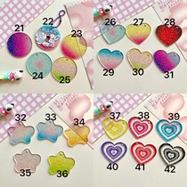 Color Gradient Flash card Disc ~ Diy Collage Love Bean Photo Acrylic Key Button Small Round Piece Chasing Star Pendant